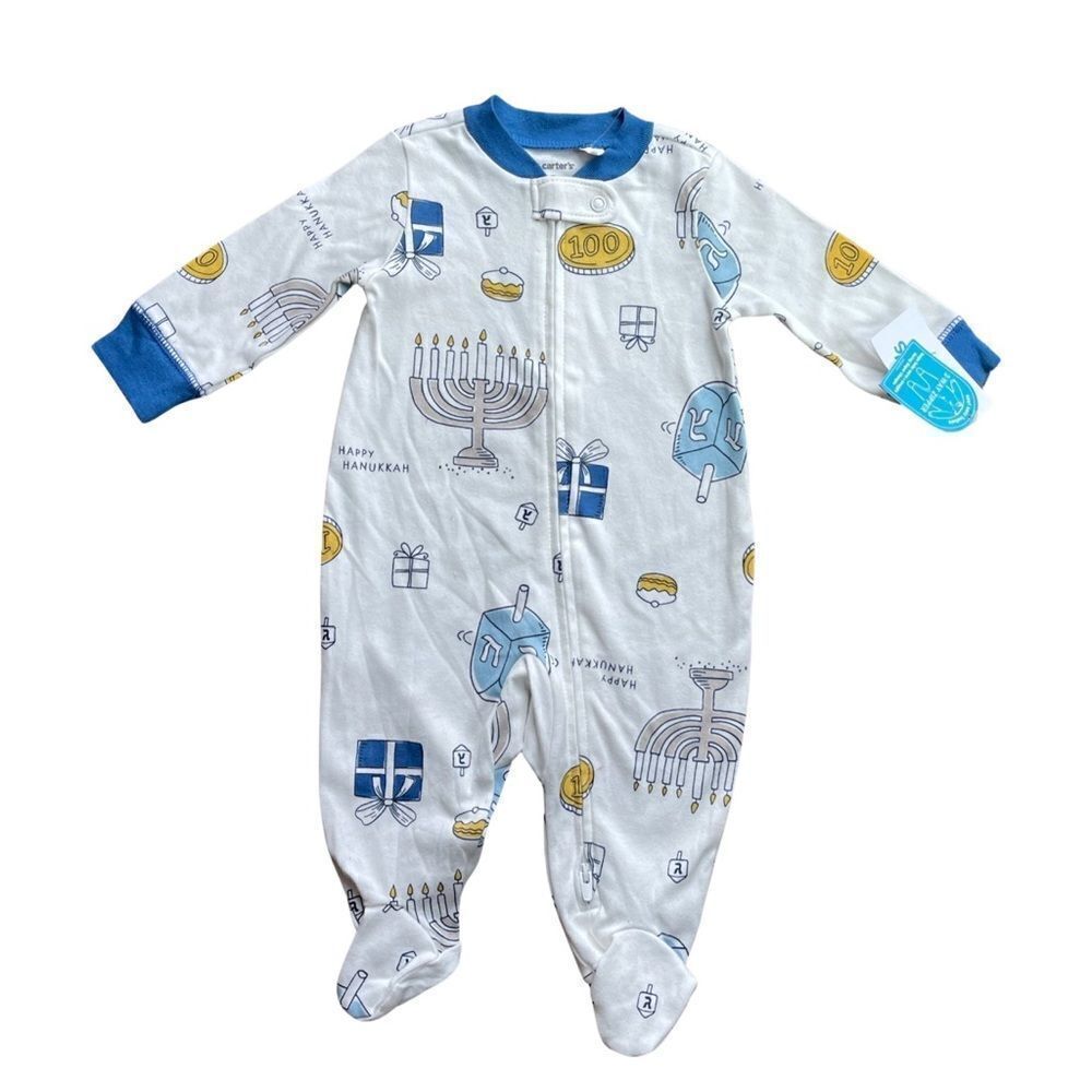 Carter’s Baby Boys & Baby Girls Hanukkah 2 Way Zip Sleep & Play Size 3 Mo NWT